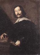 unknow artist Portrait of a gentleman,three-quarter length,standing beside a pedestal,resting his hand on books oil painting
